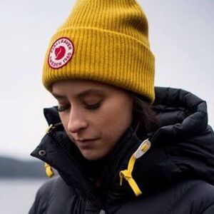 Fjallraven 1960 Logo Hat Wool Beanie Mustard Yellow (adult one size)